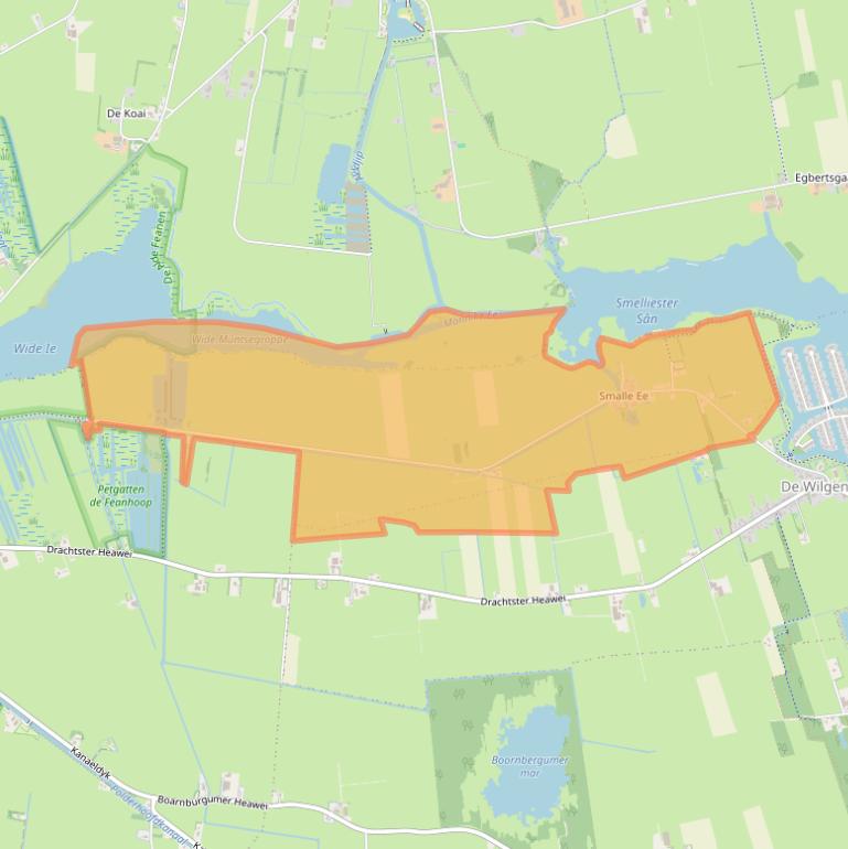 Kaart van postcodegebied 9214.