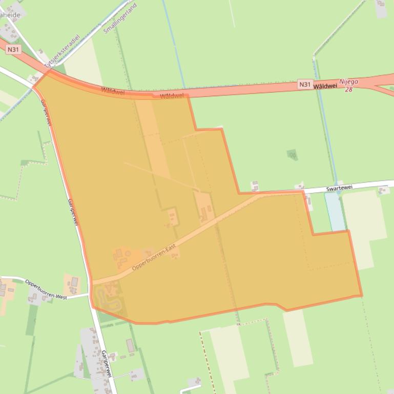 Kaart van postcodegebied 9216VL.