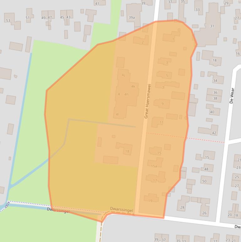 Kaart van postcodegebied 9216WG.