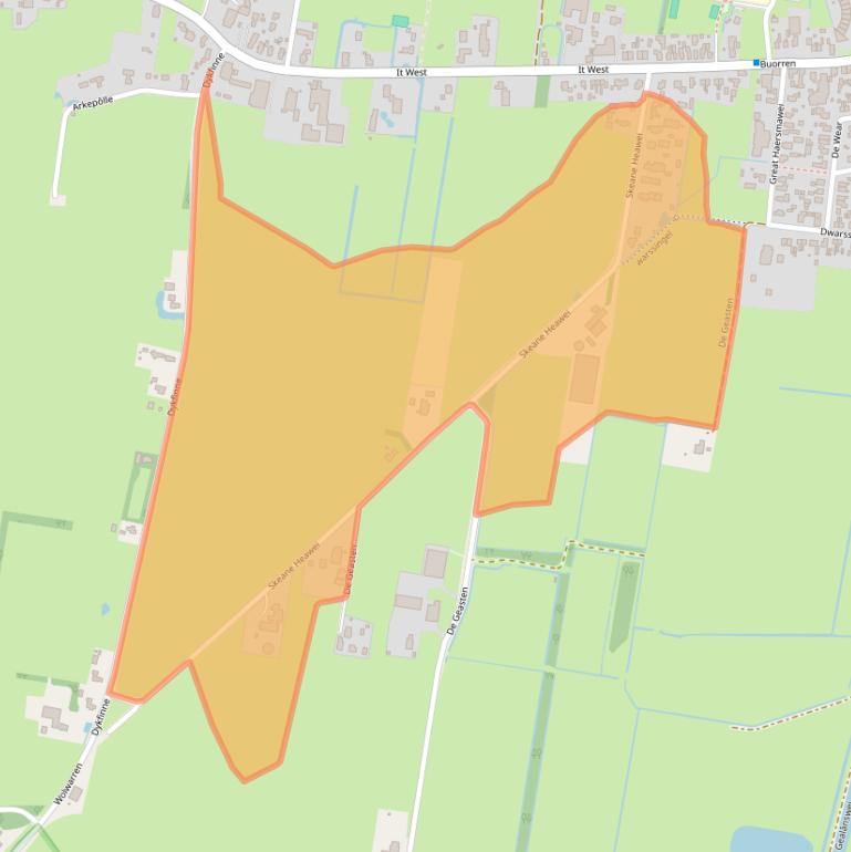 Kaart van postcodegebied 9216XS.