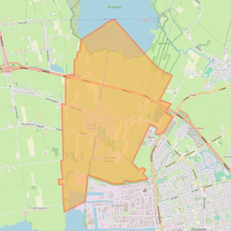 Kaart van postcodegebied 9218.