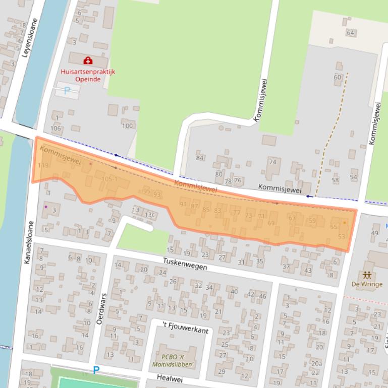 Kaart van postcodegebied 9218PD.