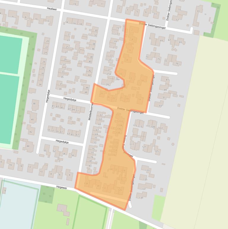 Kaart van postcodegebied 9218PZ.