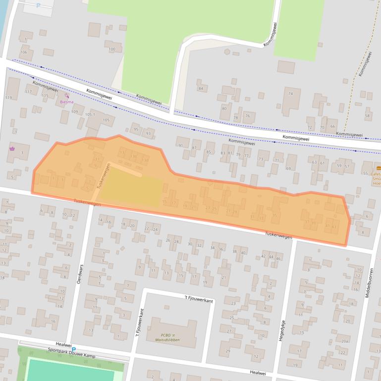 Kaart van postcodegebied 9218RA.