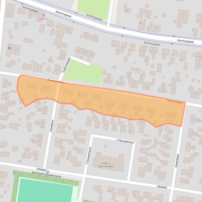 Kaart van postcodegebied 9218RB.