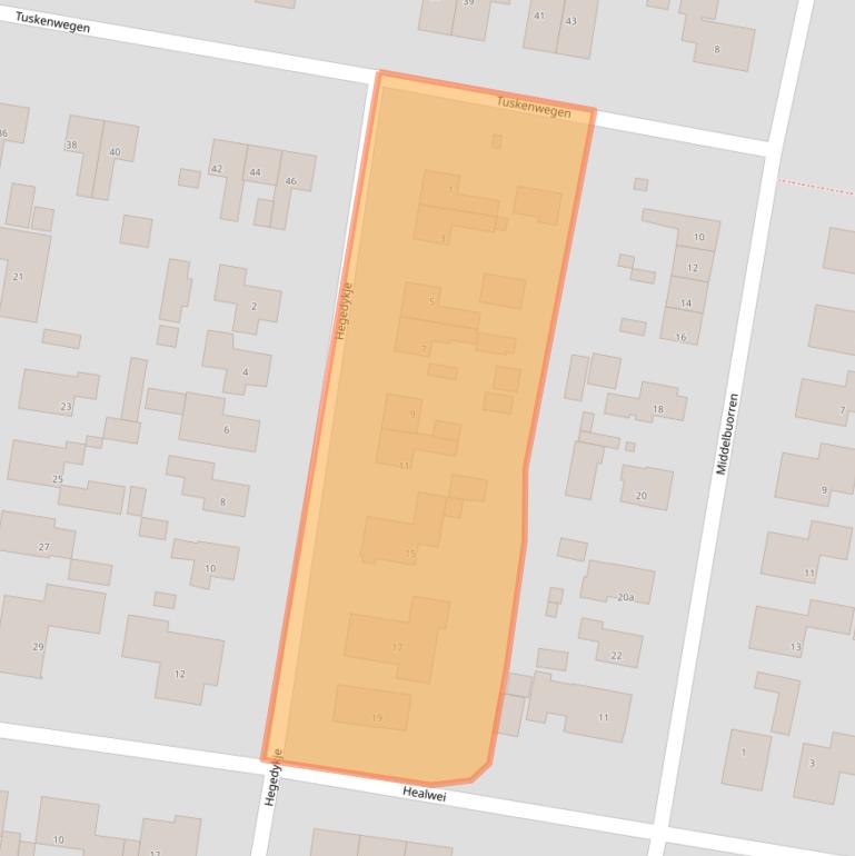 Kaart van postcodegebied 9218RC.