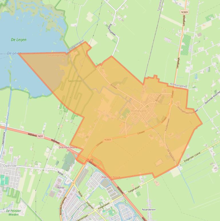 Kaart van postcodegebied 9221.