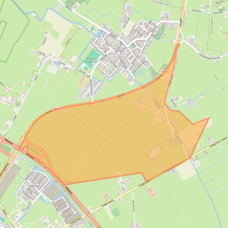 Kaart van postcodegebied 9221SG.