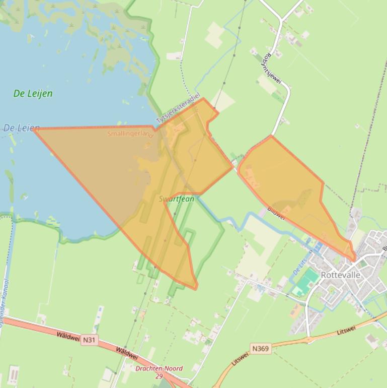 Kaart van postcodegebied 9221SJ.