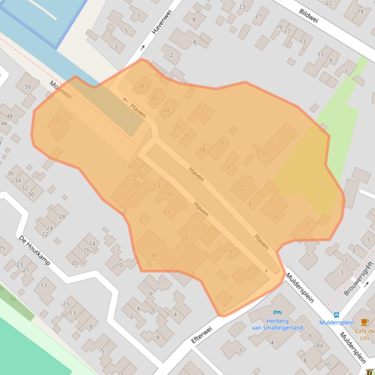 Kaart van postcodegebied 9221SR.