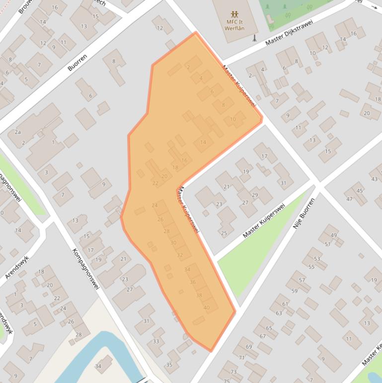 Kaart van postcodegebied 9221TE.