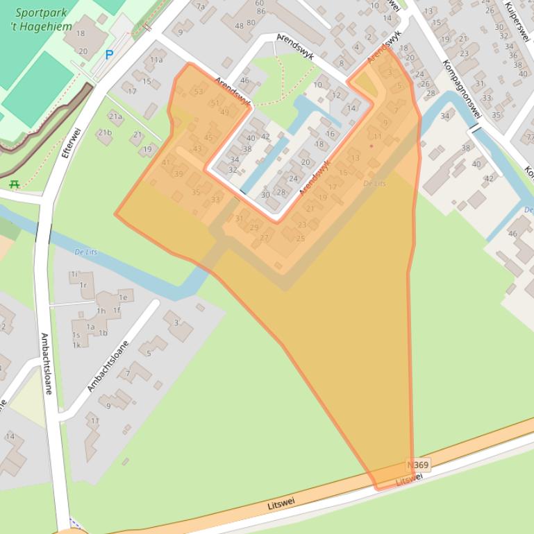 Kaart van postcodegebied 9221TV.