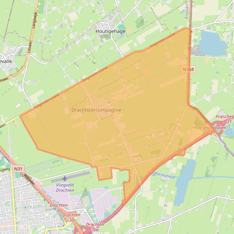 Kaart van postcodegebied 9222.