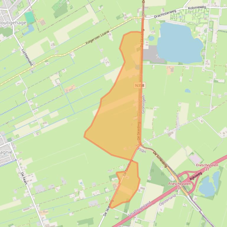 Kaart van postcodegebied 9222LB.