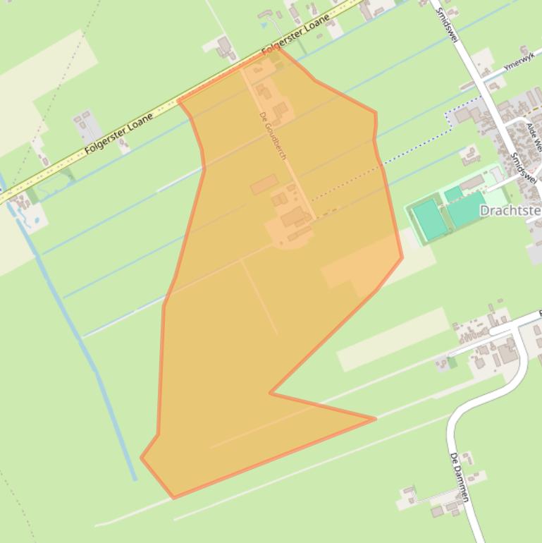 Kaart van postcodegebied 9222LL.