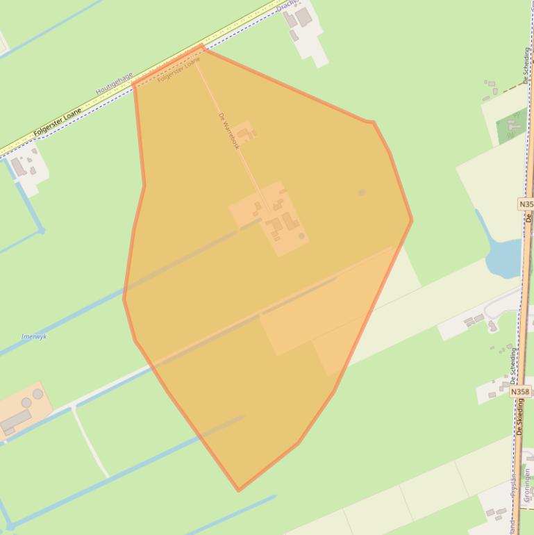 Kaart van postcodegebied 9222LM.