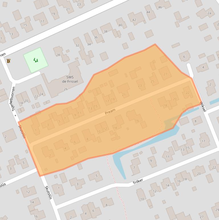 Kaart van postcodegebied 9222LX.