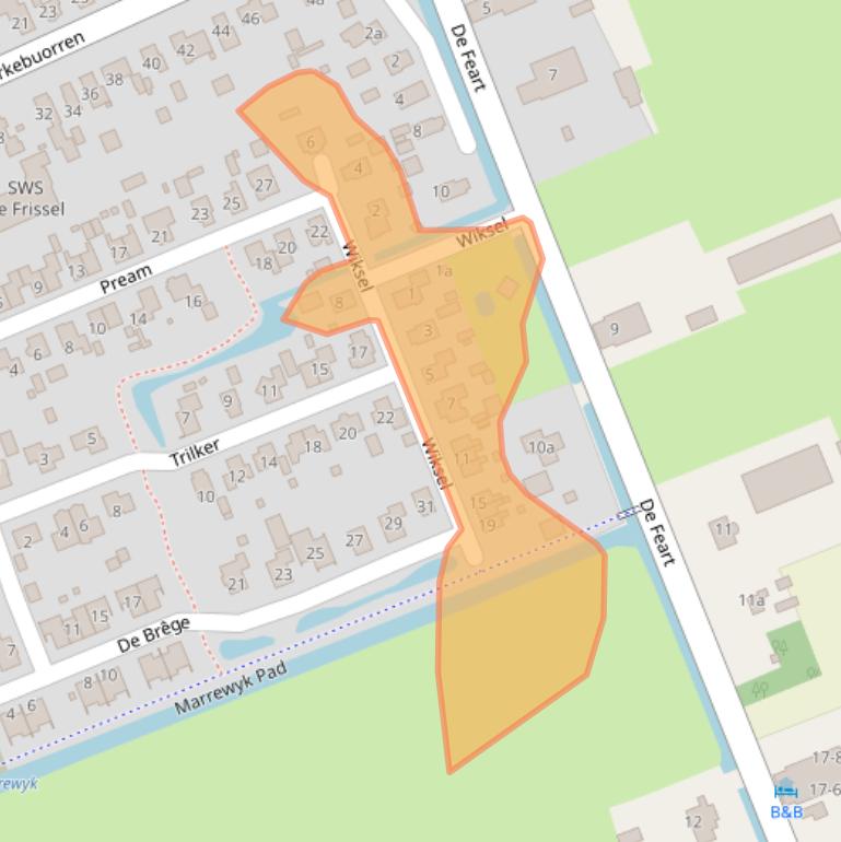 Kaart van postcodegebied 9222LZ.