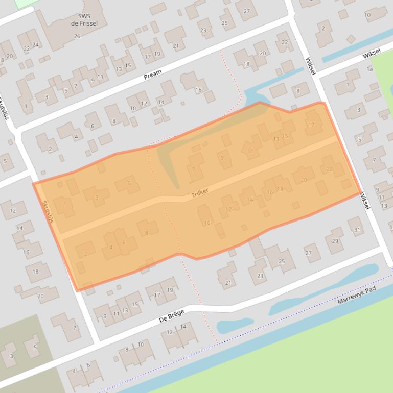 Kaart van postcodegebied 9222MB.