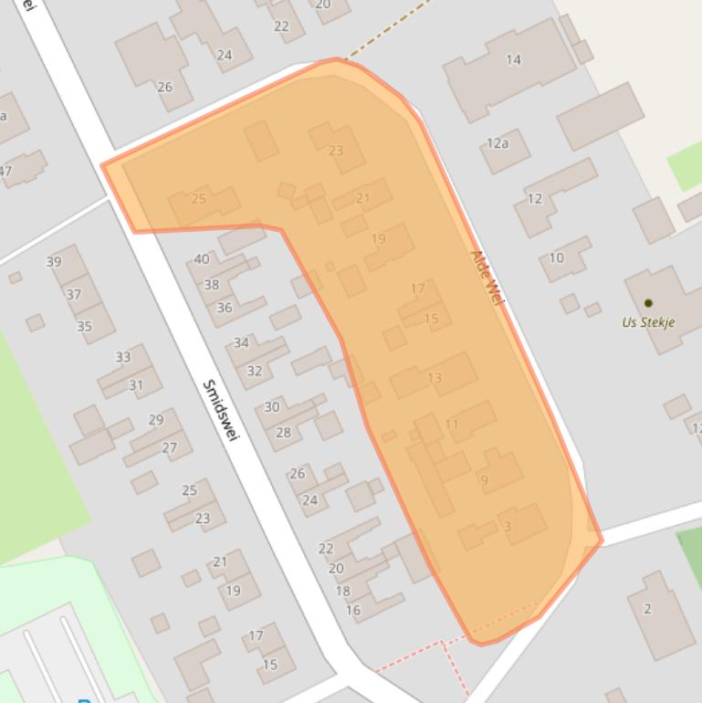 Kaart van postcodegebied 9222NE.