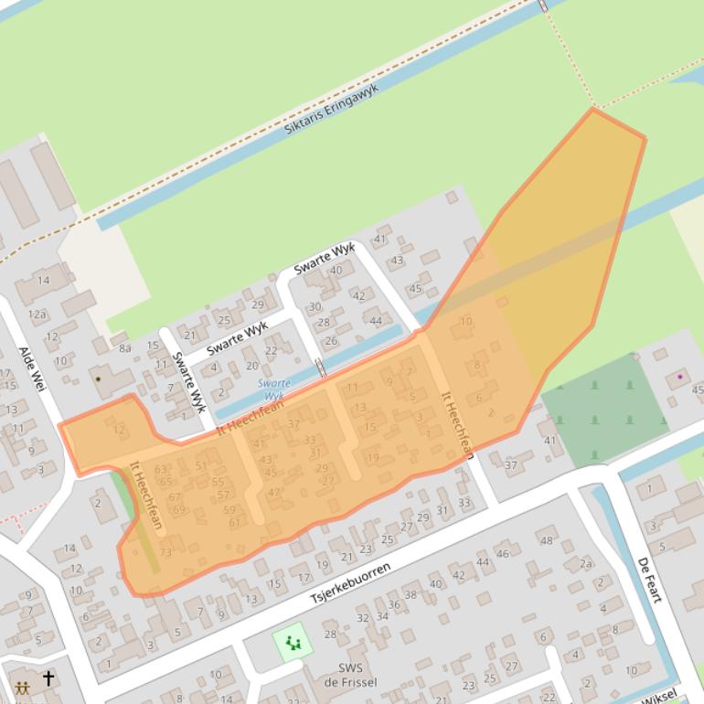 Kaart van postcodegebied 9222NZ.