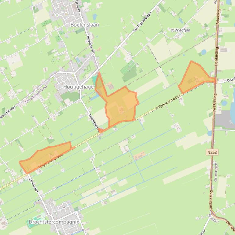 Kaart van postcodegebied 9223LN.