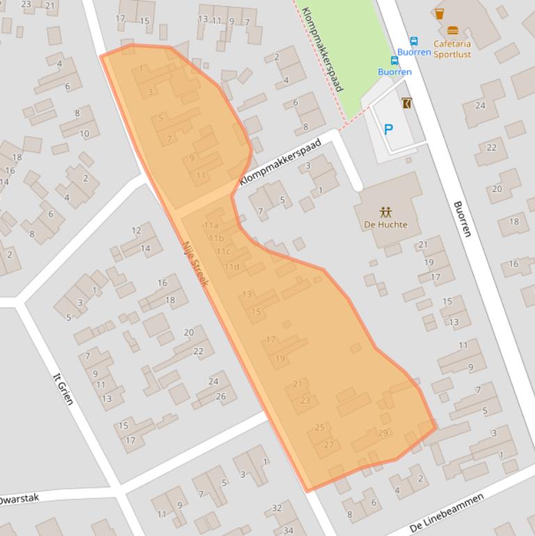 Kaart van postcodegebied 9223NC.