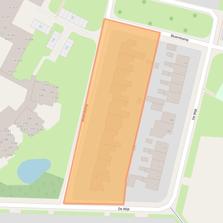 Kaart van postcodegebied 9231BJ.