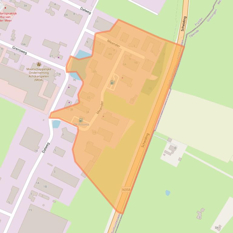 Kaart van postcodegebied 9231DB.