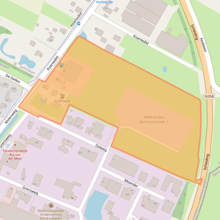 Kaart van postcodegebied 9231HZ.