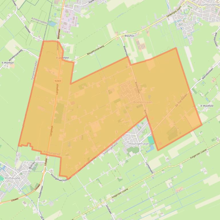 Kaart van postcodegebied 9233.