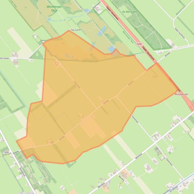 Kaart van postcodegebied 9241WC.