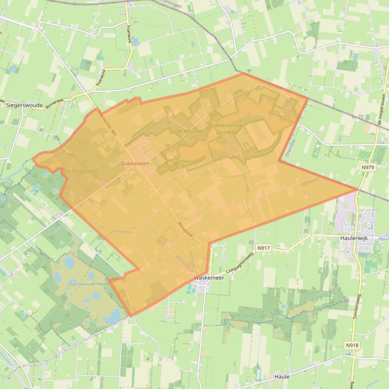 Kaart van postcodegebied 9243.