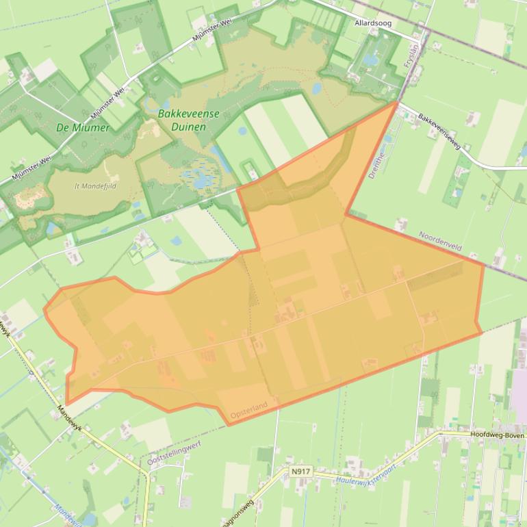 Kaart van postcodegebied 9243SC.