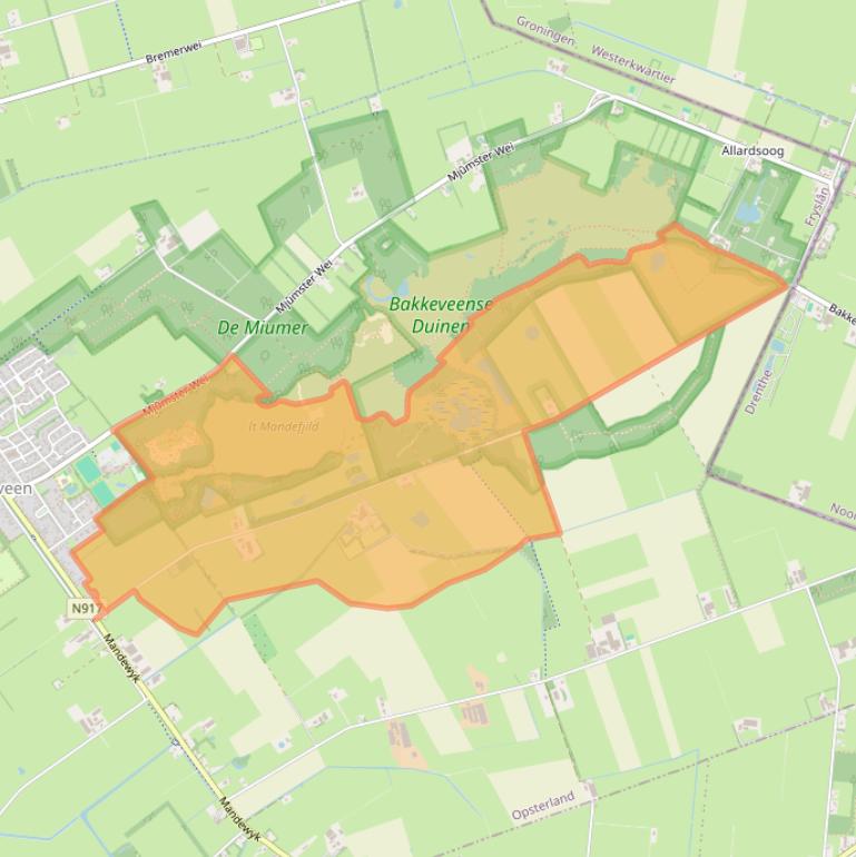 Kaart van postcodegebied 9243SE.
