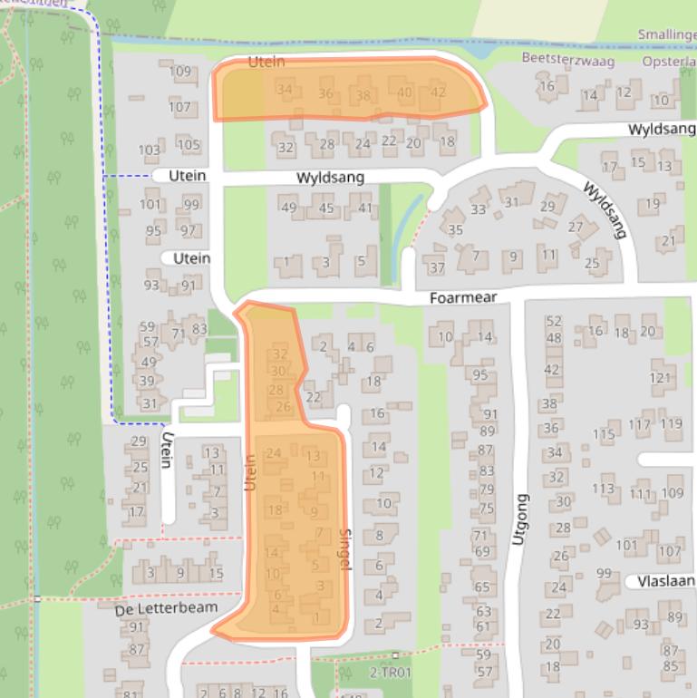 Kaart van postcodegebied 9244AB.