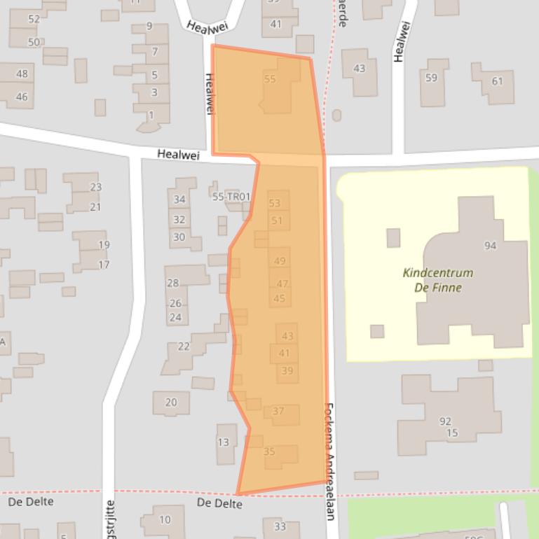 Kaart van postcodegebied 9244AZ.