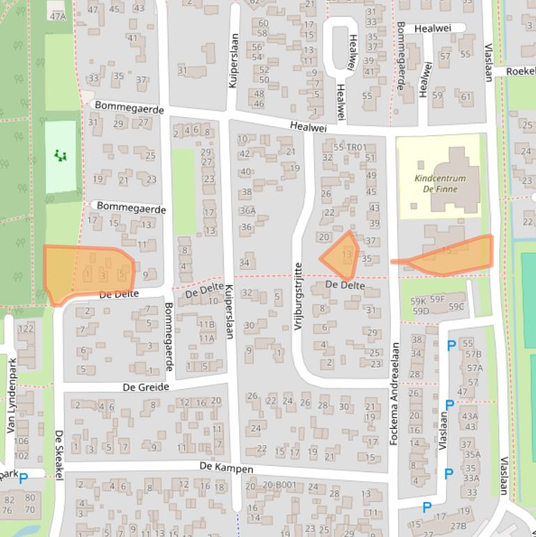 Kaart van postcodegebied 9244BC.
