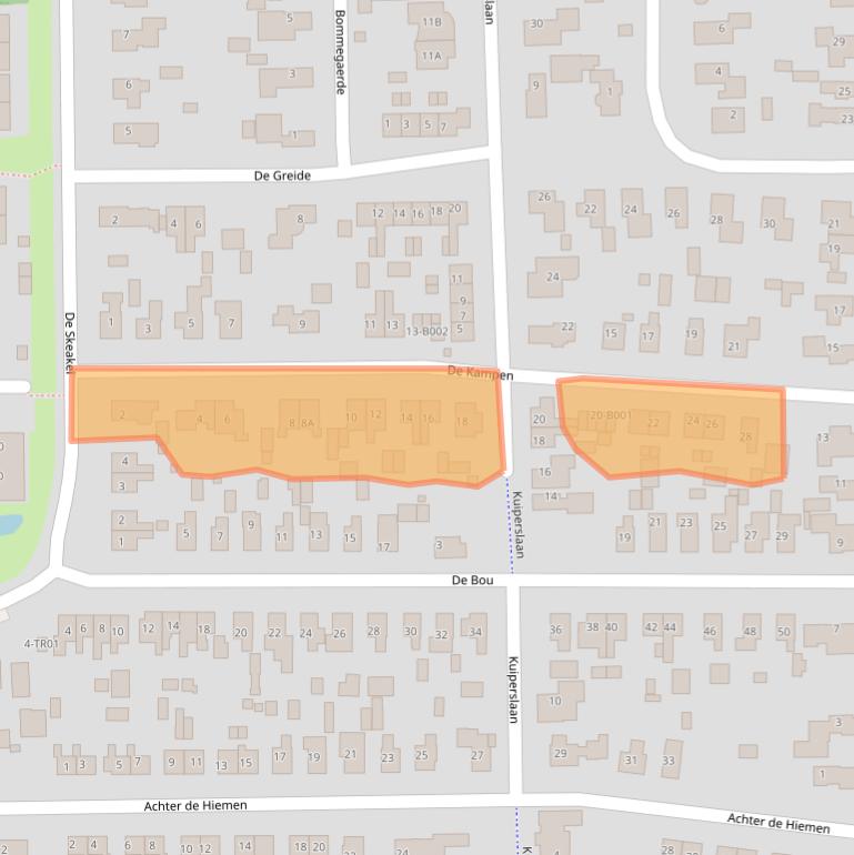 Kaart van postcodegebied 9244BJ.
