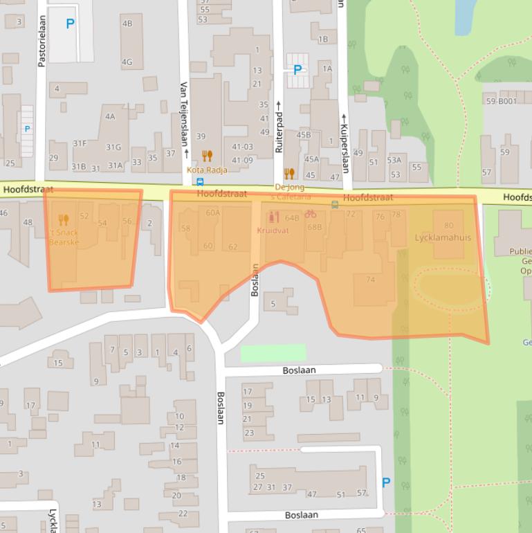 Kaart van postcodegebied 9244CP.