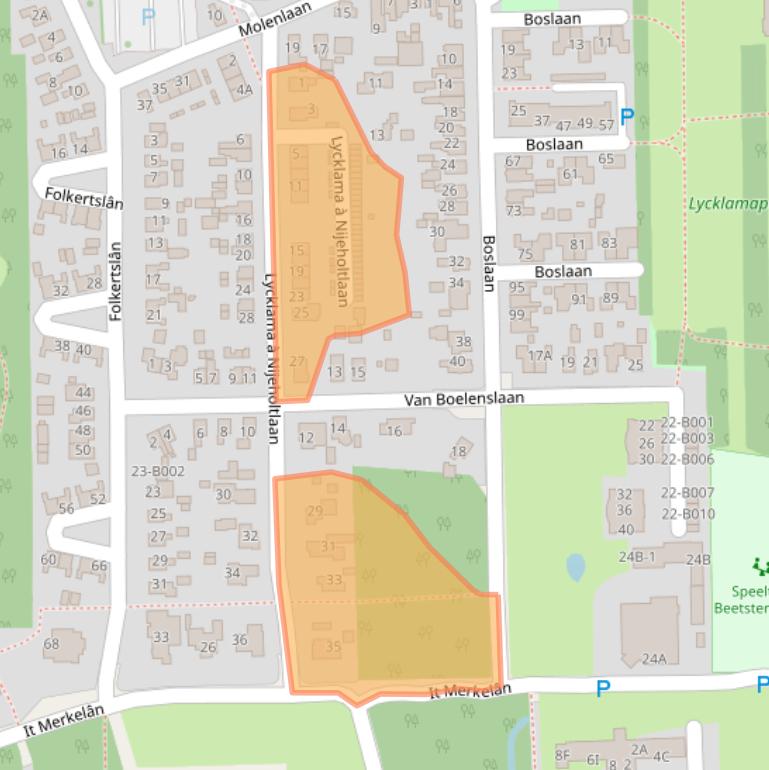 Kaart van postcodegebied 9244EE.