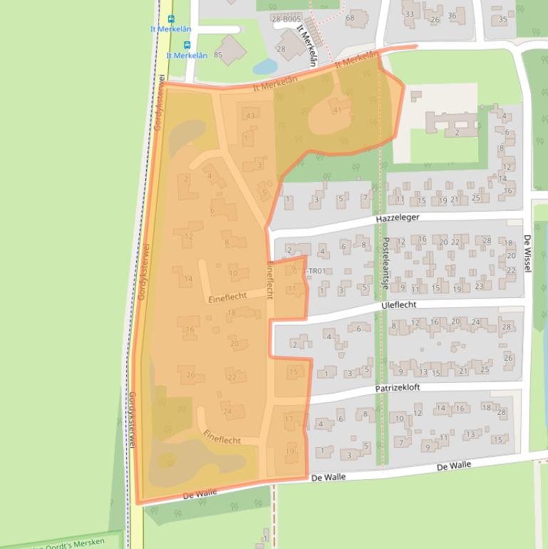 Kaart van postcodegebied 9244EN.