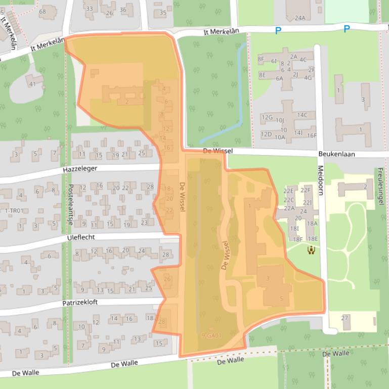 Kaart van postcodegebied 9244EW.