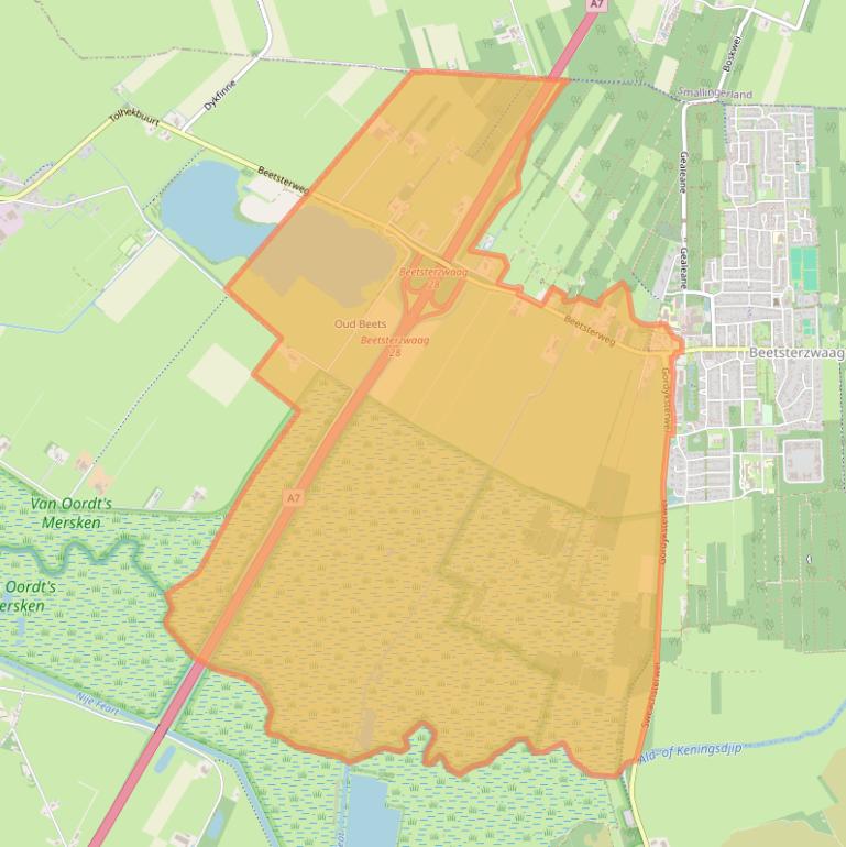 Kaart van postcodegebied 9244GC.