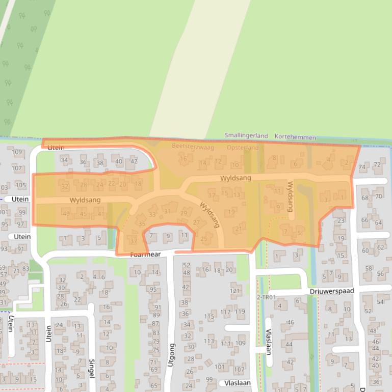 Kaart van postcodegebied 9244HJ.