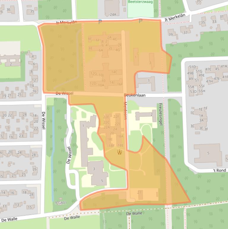 Kaart van postcodegebied 9244JG.