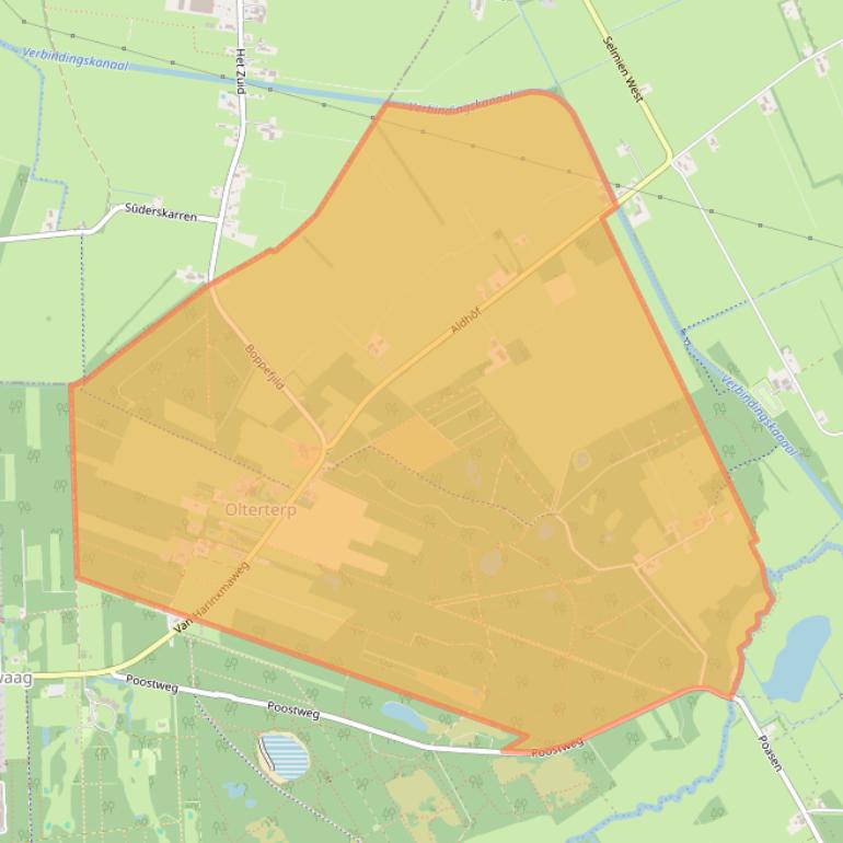 Kaart van postcodegebied 9246.