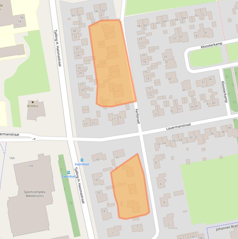 Kaart van postcodegebied 9251BD.