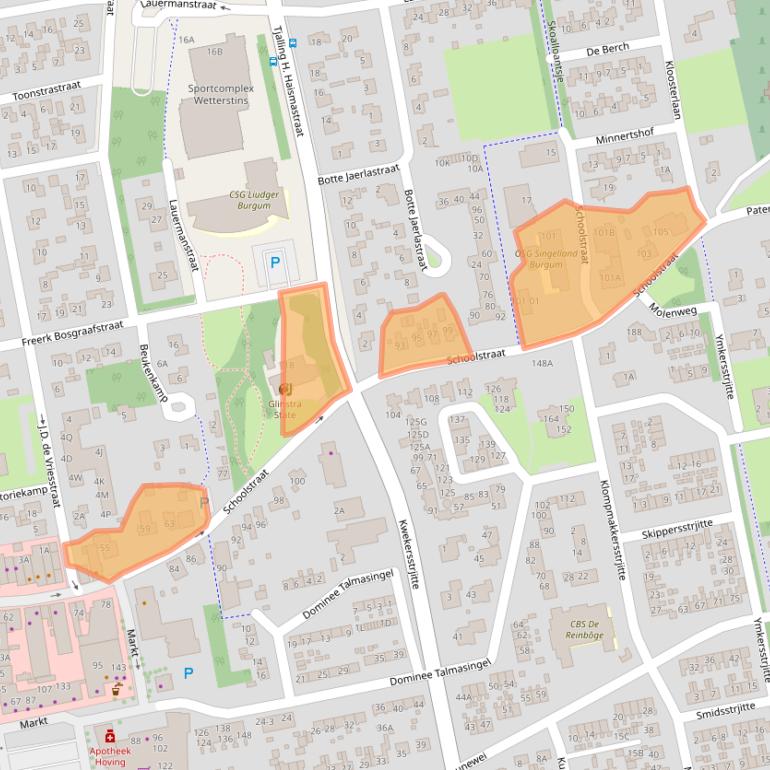 Kaart van postcodegebied 9251EB.
