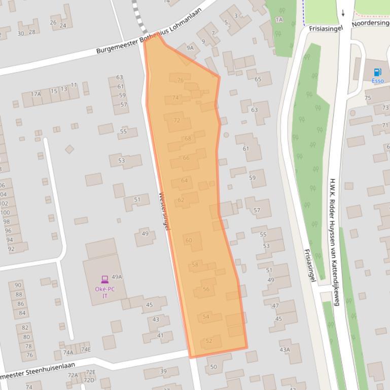 Kaart van postcodegebied 9251HK.